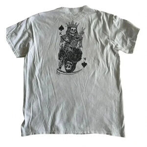Thirty Single Skeleton King Grim Reaper T-shirt King of Spades White Cotton Sz L